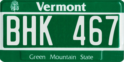 VT license plate BHK467