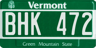VT license plate BHK472