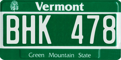VT license plate BHK478