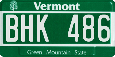 VT license plate BHK486