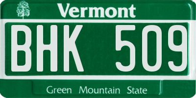 VT license plate BHK509