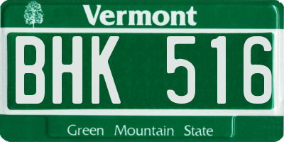 VT license plate BHK516