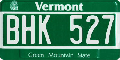 VT license plate BHK527