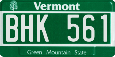 VT license plate BHK561