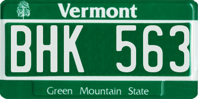 VT license plate BHK563
