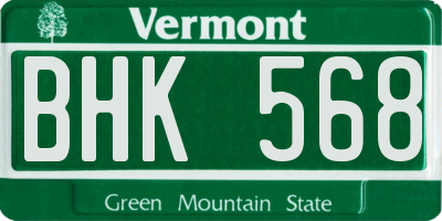 VT license plate BHK568
