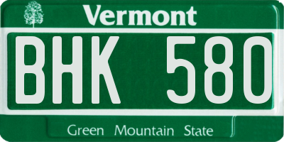 VT license plate BHK580
