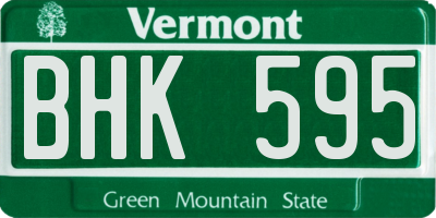 VT license plate BHK595