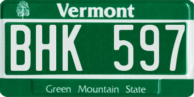 VT license plate BHK597