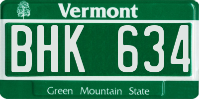 VT license plate BHK634