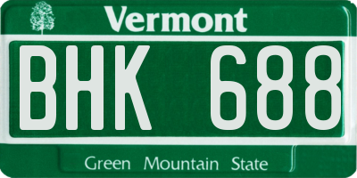 VT license plate BHK688