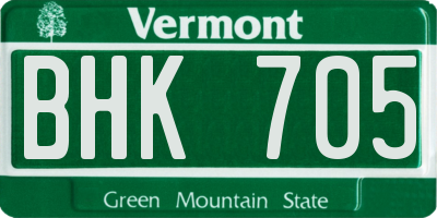 VT license plate BHK705