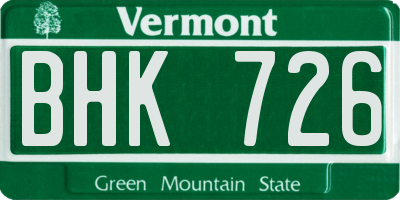VT license plate BHK726