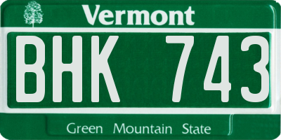 VT license plate BHK743