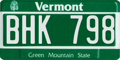 VT license plate BHK798