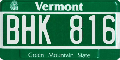 VT license plate BHK816