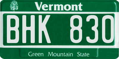 VT license plate BHK830