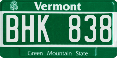 VT license plate BHK838