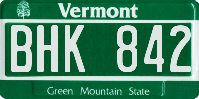 VT license plate BHK842