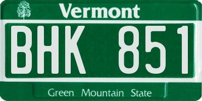 VT license plate BHK851