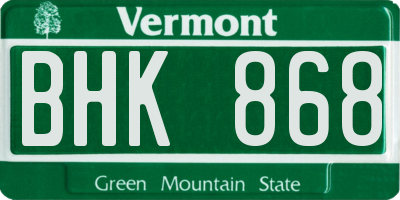 VT license plate BHK868