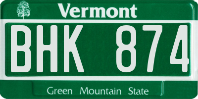 VT license plate BHK874