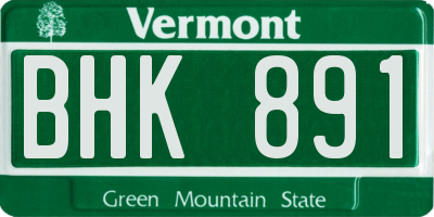 VT license plate BHK891