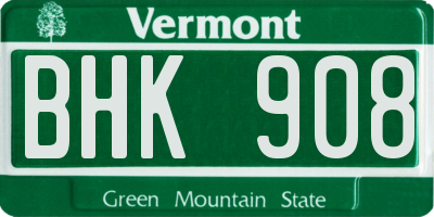 VT license plate BHK908