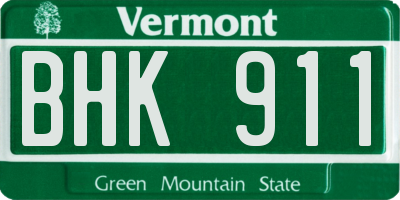 VT license plate BHK911