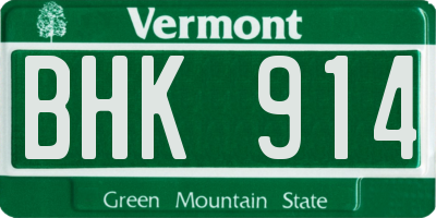 VT license plate BHK914