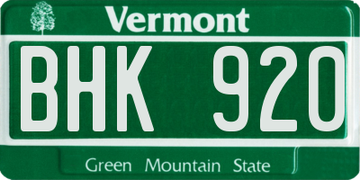 VT license plate BHK920