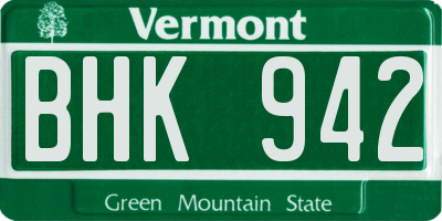 VT license plate BHK942