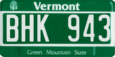 VT license plate BHK943