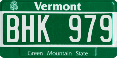 VT license plate BHK979