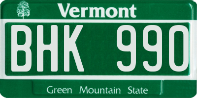 VT license plate BHK990