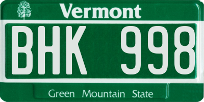 VT license plate BHK998