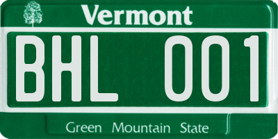 VT license plate BHL001