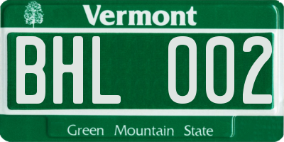 VT license plate BHL002