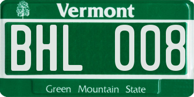 VT license plate BHL008