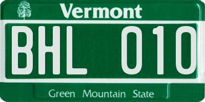 VT license plate BHL010