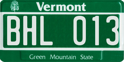 VT license plate BHL013