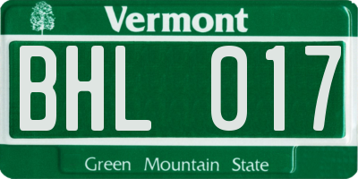 VT license plate BHL017