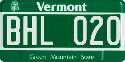 VT license plate BHL020