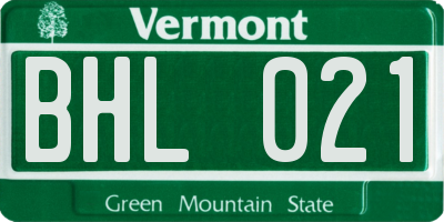 VT license plate BHL021