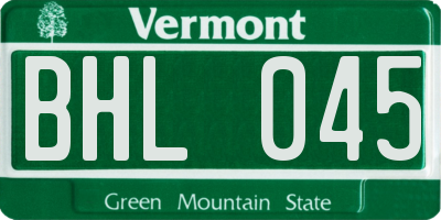 VT license plate BHL045