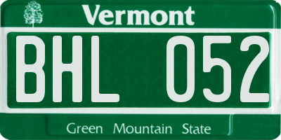 VT license plate BHL052