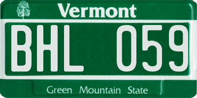 VT license plate BHL059