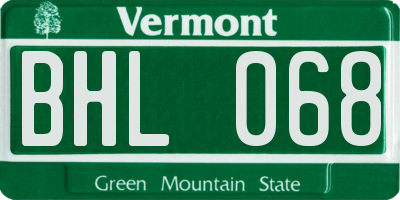 VT license plate BHL068