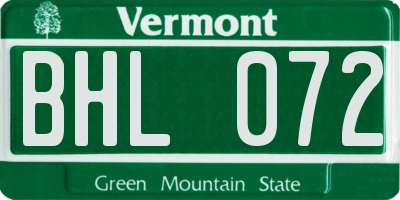VT license plate BHL072