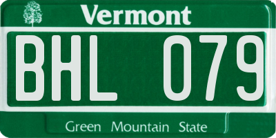 VT license plate BHL079